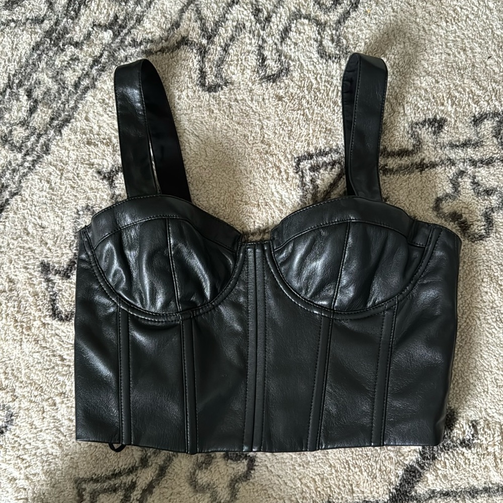 Alice + Olivia leather top